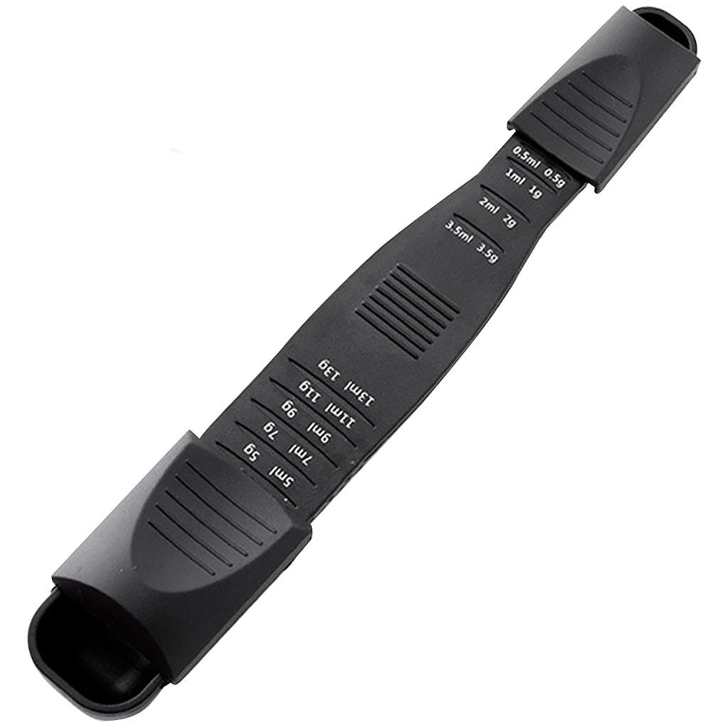 Kitchen Spoon Multi-Scale Adjustable Measuring Plastic Spoons Double-End Anti-Slip For Teaspoon Coffee Sugar Baking Cooking Tool: Black