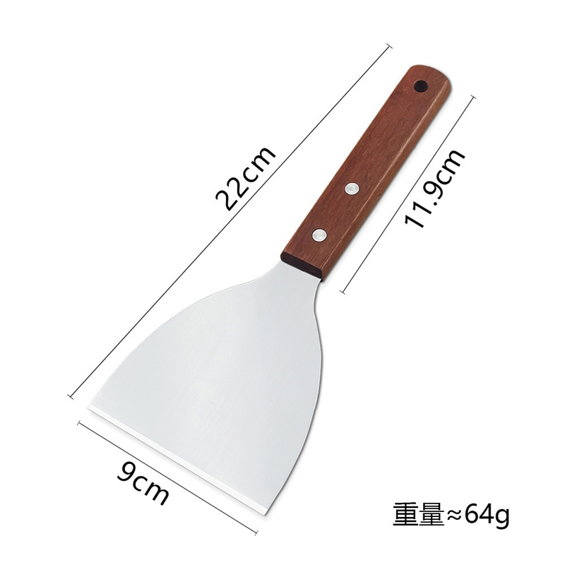 Espátula y raspador de parrilla de acero inoxidable, herramientas de cocina duraderas antiadherentes para barbacoa, pala para Pizza, tortitas, carne, utensilios para barbacoa: Marfil