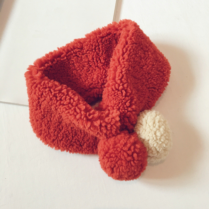 Herfst- en wintergebreide kindersjaal joker koreaanse stijl effen ringsjaal voor jongen en meisje 44: Rood