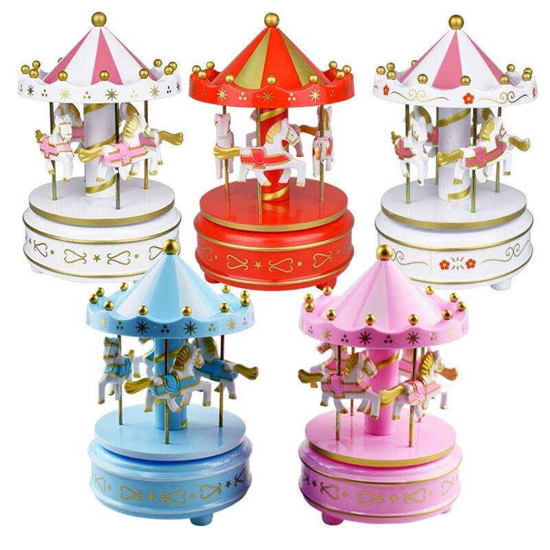 Merry-Go-Round Houten Muziekdoos Speelgoed Kind Baby Game Home Decor Carousel Horse Music Box Kerst Bruiloft