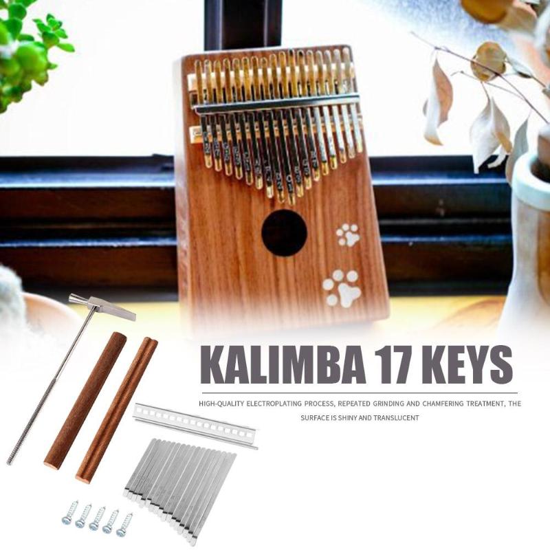 17 Keys Kalimba DIY Keys+Bridge+Tuning Hammer Kit Thumb Piano Accessories