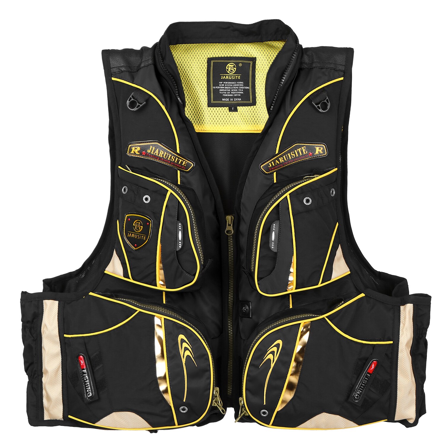 Fishing Life Jacket Outdoor Breathable Multiple Pockets Floatation Life Vest Adults Buoyancy Waistcoat Safety Jacket 낚시조끼: Black 2
