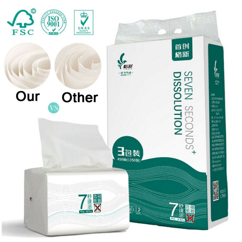 Toilet Paper Bulk Fast dissolving Bath Tissue Bathroom Household 3 Ply 450 Sheet