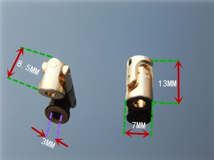 Mini Koppeling Messing Kruiskoppeling 3 Mm X 3 Mm Diameter 7 Mm Lengte 13 Mm Model Koppeling Gimbal