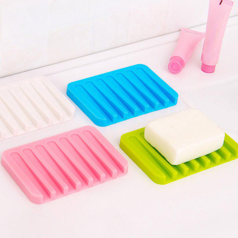 Badeværelse silikone fleksibel sæbeskål opbevaringsholder sæbeboks plade bakke afløb badeværktøj 4 farver