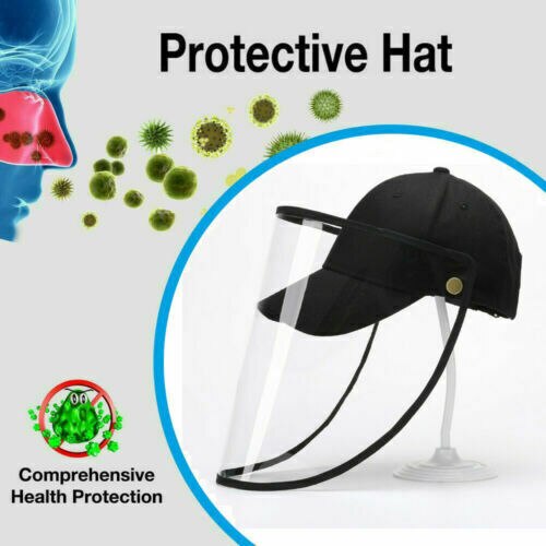 Peaked Hat w/ Protective Clear Shield Outdoor Saliva-proof Dust-proof Sun Visor Cap+Protective Clear Masks Face Shield Outdoor
