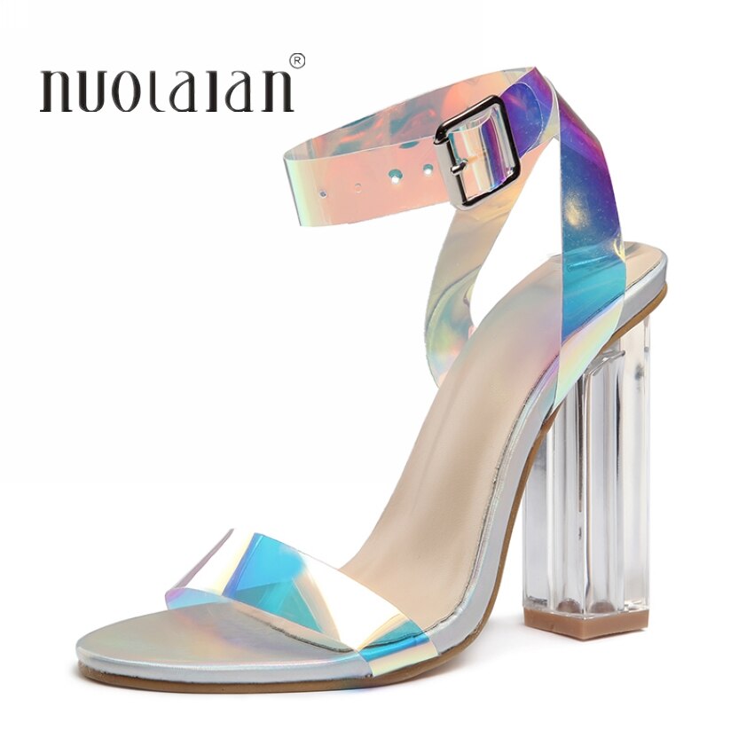 été PVC clair Transparent à bretelles talons hauts chaussures femmes sandales Peep Toe Sexy fête femme dames chaussures femme Sandalias