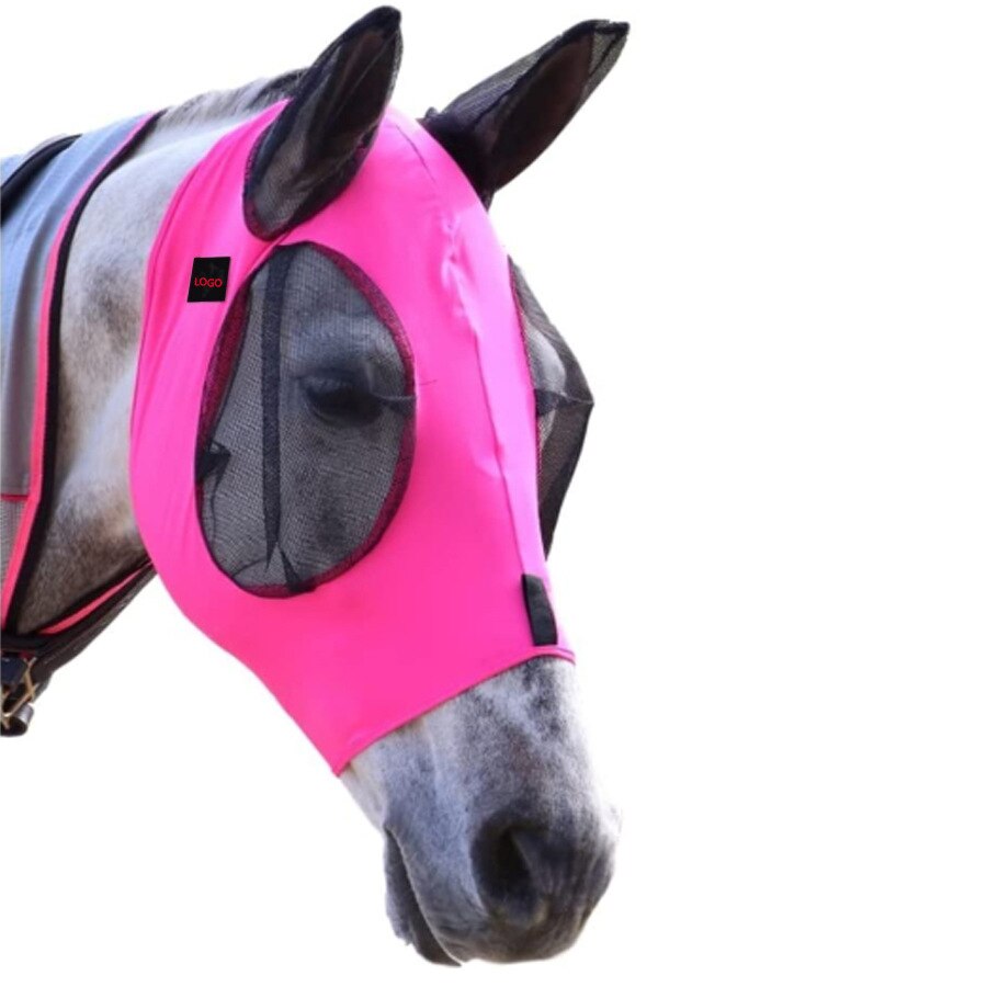 Cavallo volare Maschera con Le Orecchie extra comfort Lycra presa anti-Zanzara Maglia Morbida equino Maschera Testa di Cavallo Della Copertura Confortevole anti volare Maglia: Style1 rosa