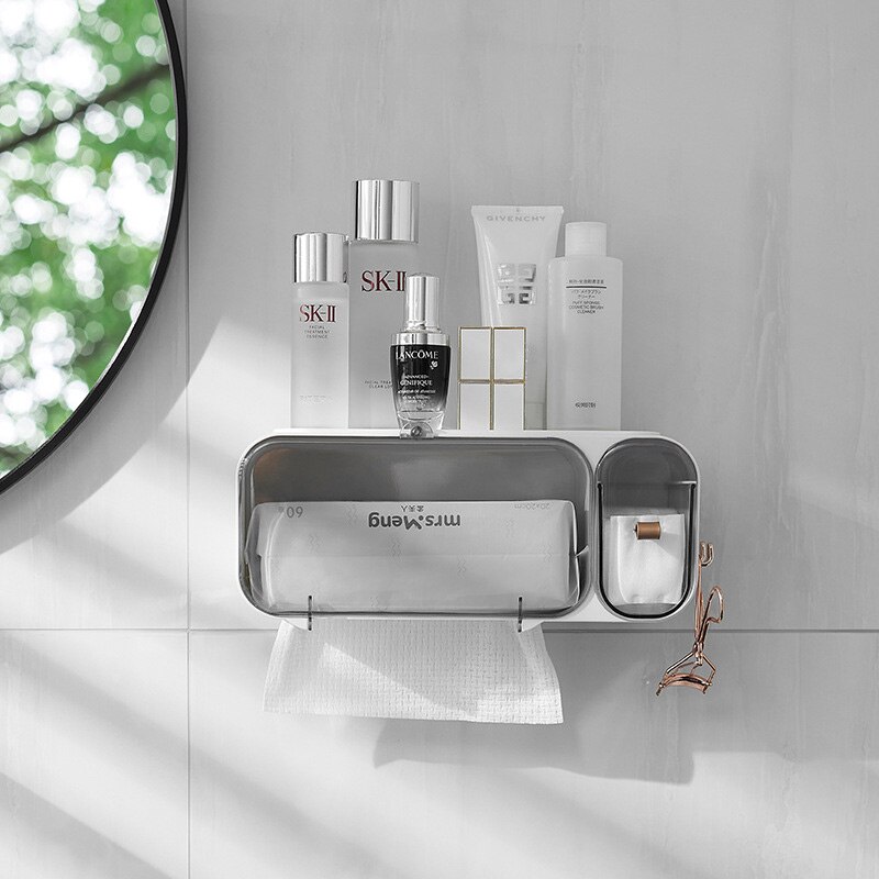 Portable Toilet Paper Holder Waterproof Bathroom Toilet Paper Holder Wall-mounted Tissue Box Organizer Bathroom Accessories