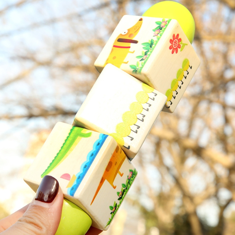 Kinderen Houten Dier Roterende Puzzel Blokken Voor Zuigelingen En Jonge Kind