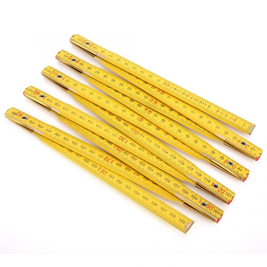 Portable Carpenter Wooden Folding Ruler 2m / 6.6ft 10 Folds Wooden Yard Stick Ruler Teaching Supplies Matching Tools