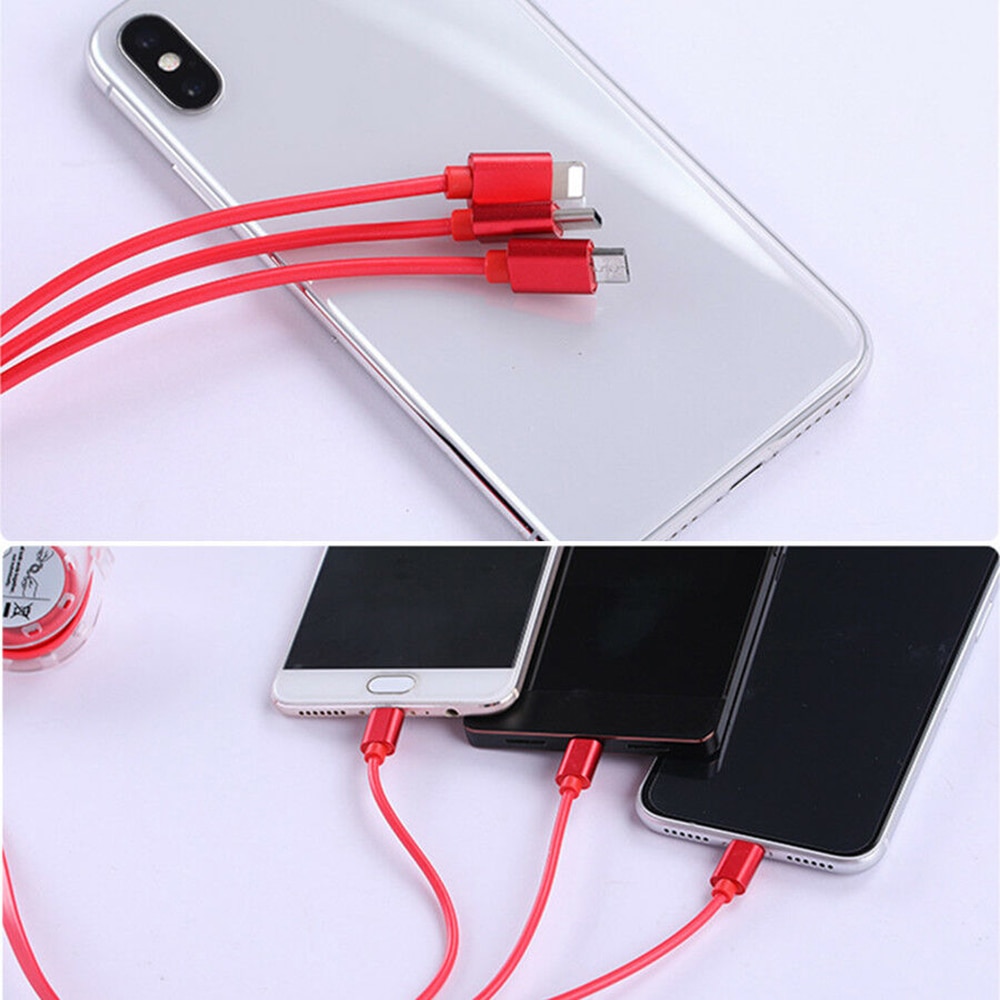 3 in 1 intrekbare multi-usb-oplaadkabel, micro-usb-type c-snoer, mobiele telefoonoplader, multifunctionele verlengkabel, datakabel