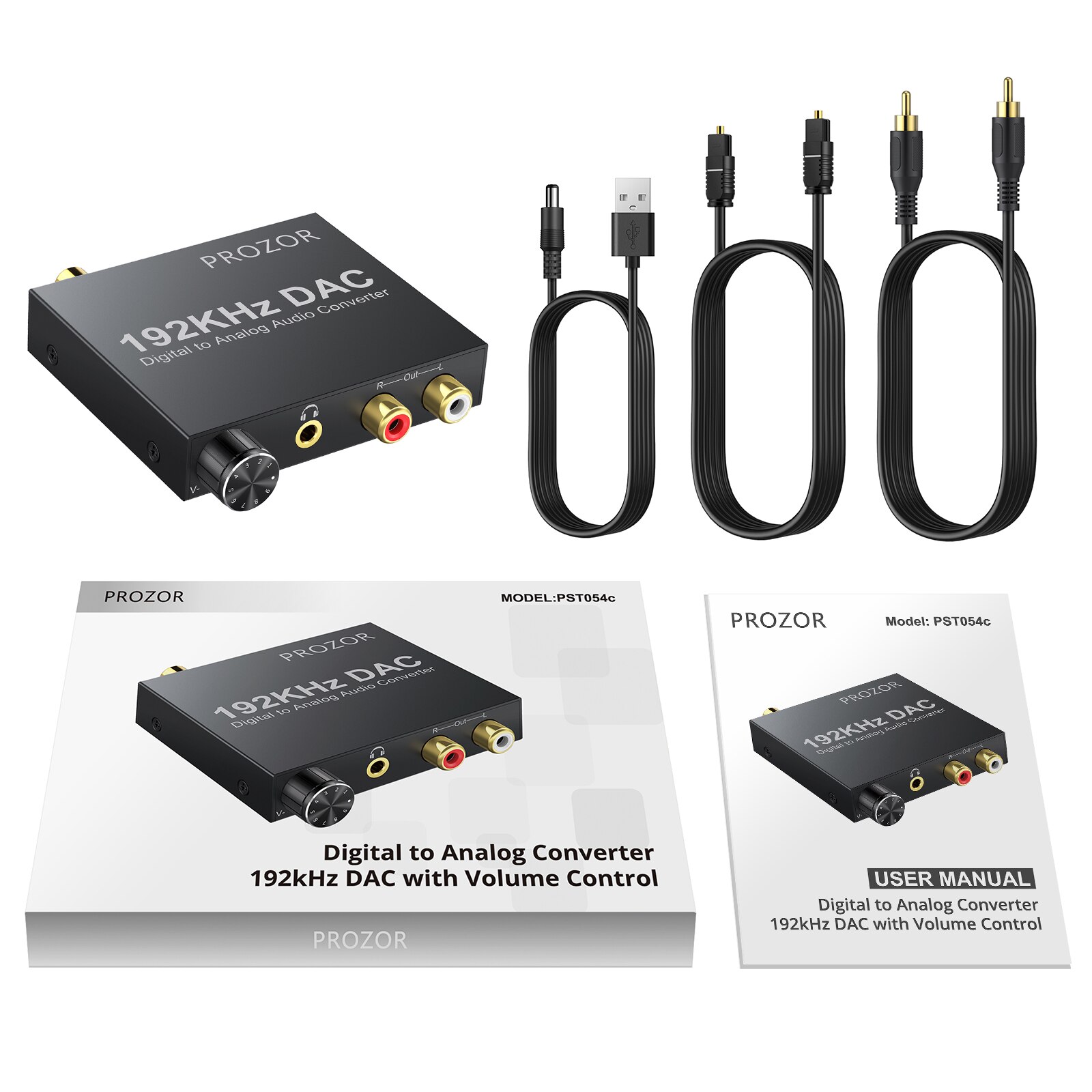 192kHz DAC Converter Digital Optical Koaxial Toslink zu Analog L/R RCA 3,5mm Jack Audio Konverter Adapter mit Volumen Control
