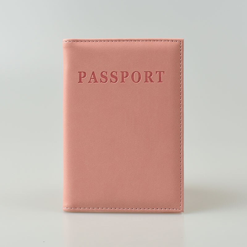 DIKEDAKU Simple Women Passport Cover Pink Travel Pu Leather Passport Holder Wallets Solid Girls Protect Passport Pocket: Pink 2