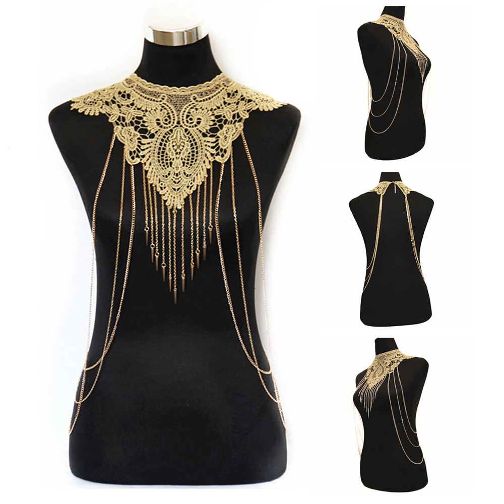 Body Chain Bikini Necklace Lace Flower Women Gold – Vicedeal