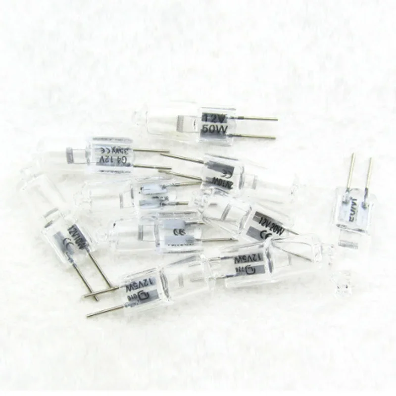 10pcs G4 12V 5W/10W/20W/30W/50W Halogen Lamp 2 Pin Light Bulb For Fragrance Light Ceiling Lamp Desk Light Replacements