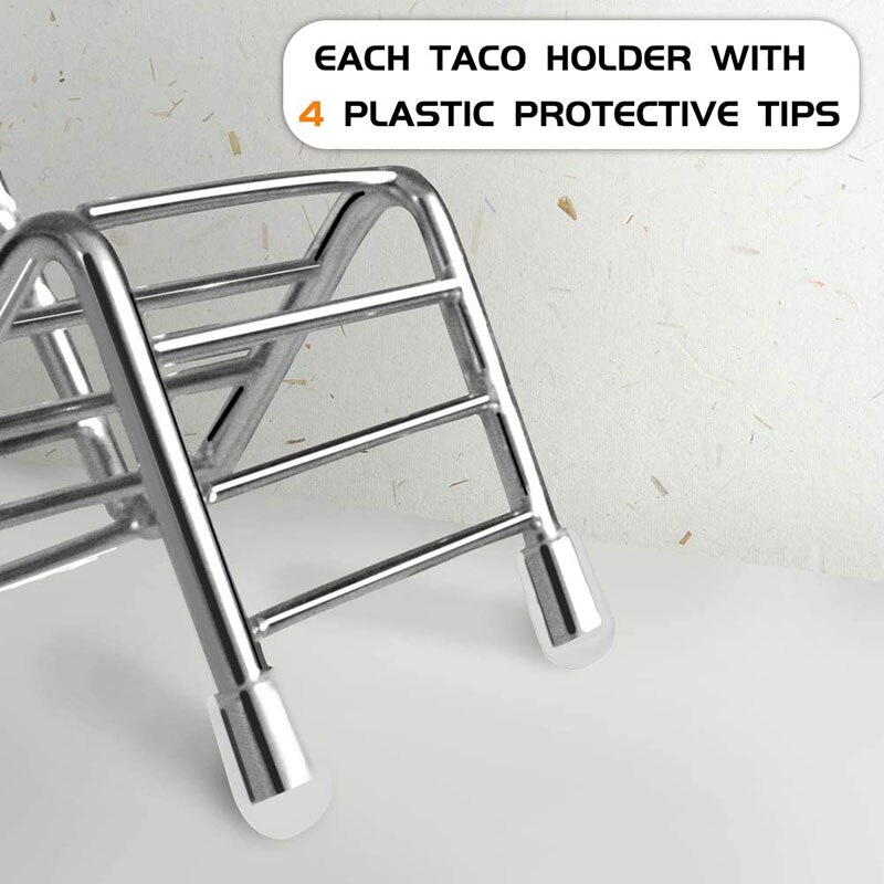 2Pack Taco Holder Stainless Steel Taco Stand Up Holders Mexican Food Rack Shells 3 Slots Oven Safe Taco Trays by Fiesta Kitchen