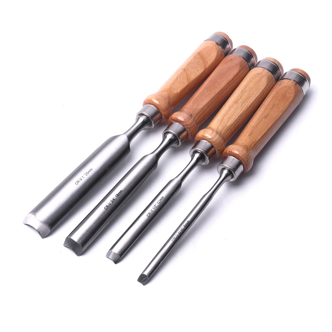 Semi-Circular Woodworking Chisel Set Chrome Vanadium Steel Carpenter Wood Carving Gouge Chisels Tool: All Size(4pcs)