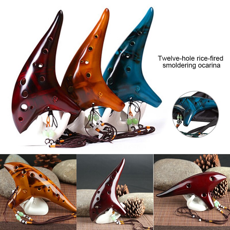 12 Holes Smoked Ocarina Submarine Style Musical Instrument Music Lover Beginner Instrument DO2