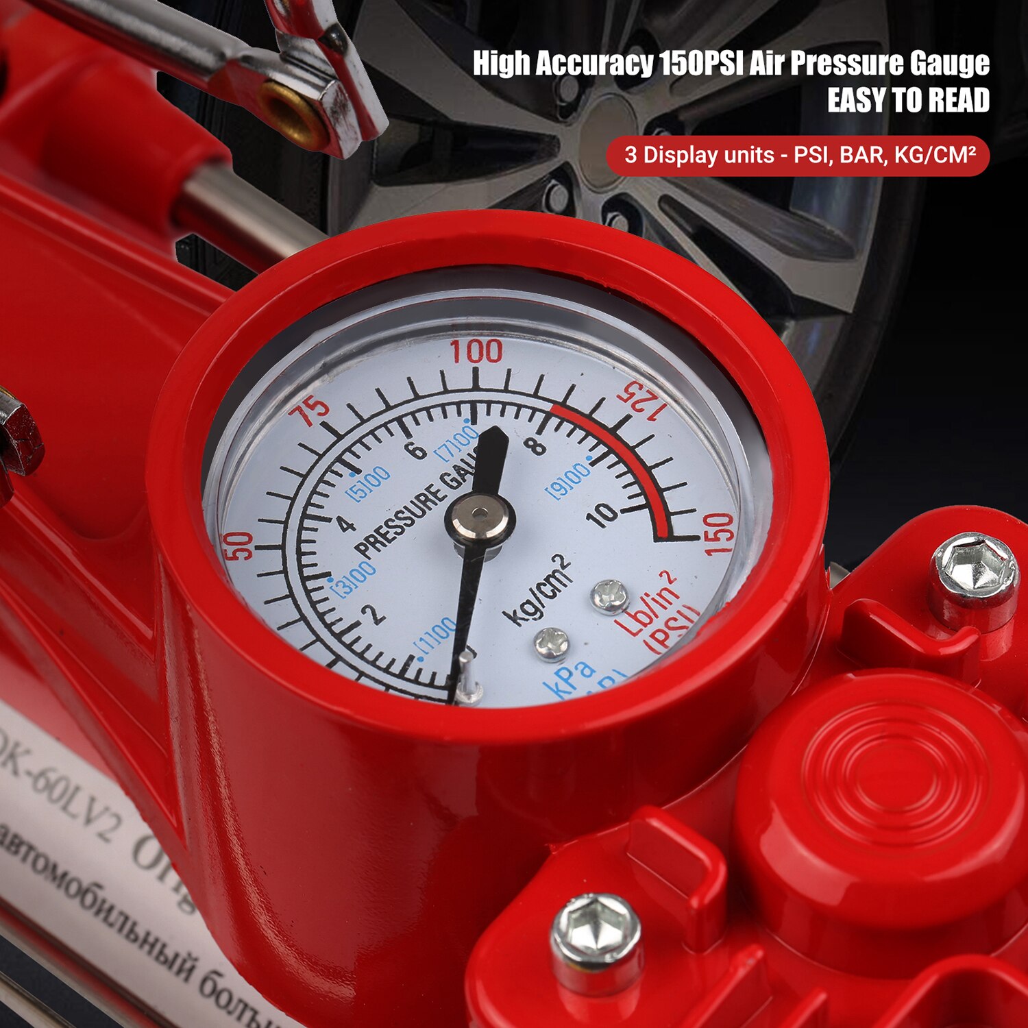 DC12V Dual Cylinder Air Compressor Portable Tire Inflator Emergency Car Air Pump with 3 Nozzles Extended Tube Carrying Case