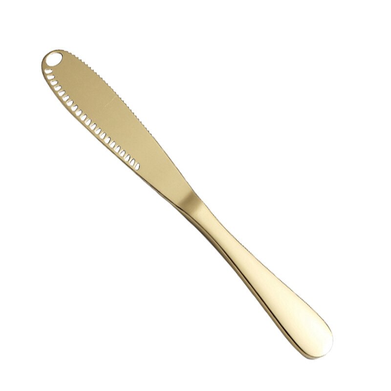 Coltello da burro da cucina coltello da burro in acciaio inossidabile con foro formaggio strumenti da Dessert coltello da marmellata posate coltello da pane Toast da cucina: Gold