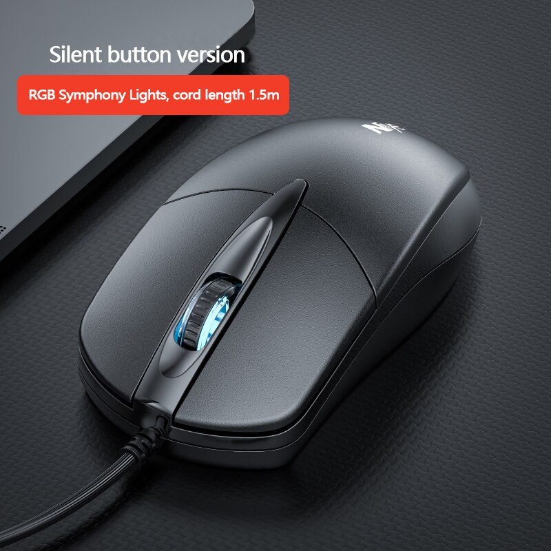 Wired Mute USB Home Silent Office Desktop and Notebook Computer Business Durable Sensitive Pure Black E-Sports Game Mouse: Black  VIP version  silent button 1 5m line length