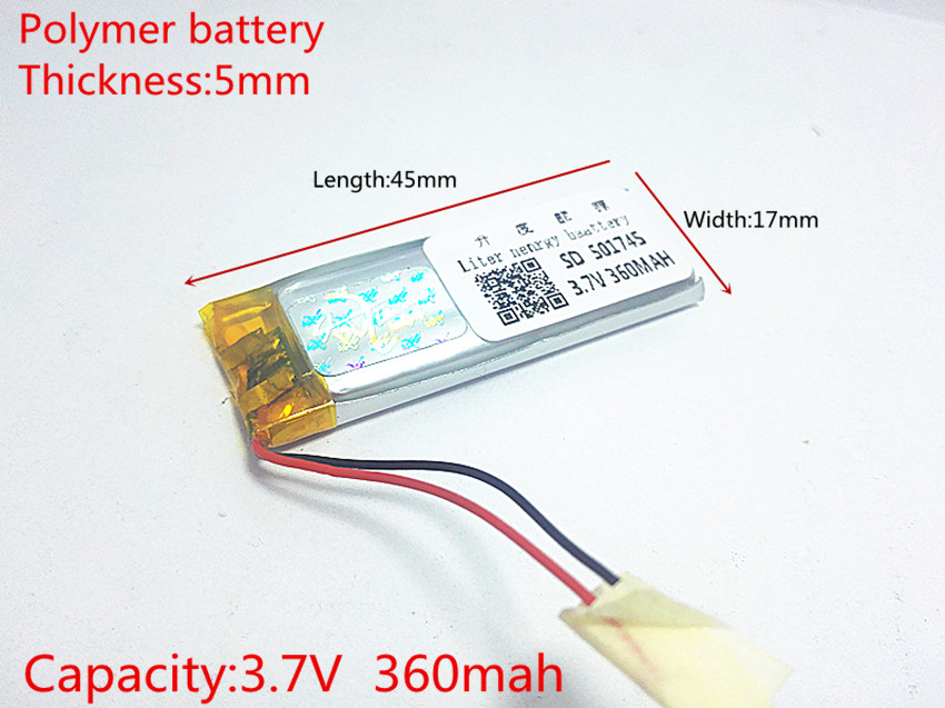 3.7 V 360 mAh 501745 Lithium Polymeer Li-Po li ion Oplaadbare Batterij cellen Voor Mp3 MP4 MP5 GPS
