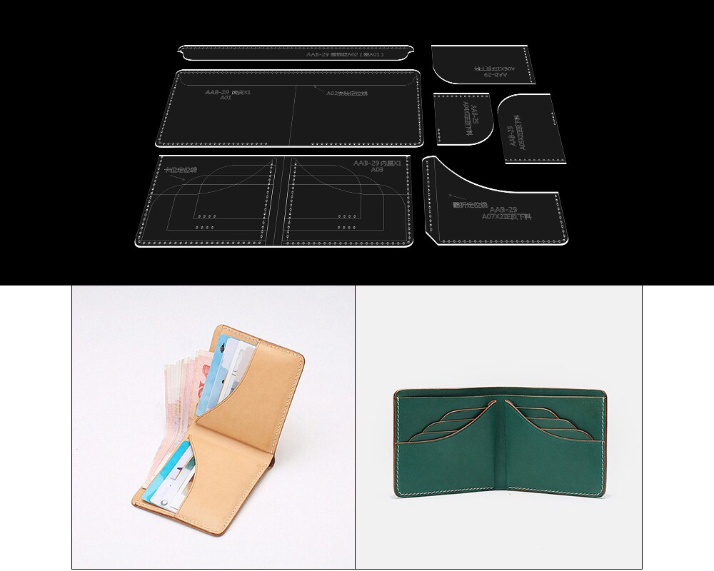 DIY leder handwerk Universal- kurze brieftasche cardbag vorlage geldbörse schablone aufbringen