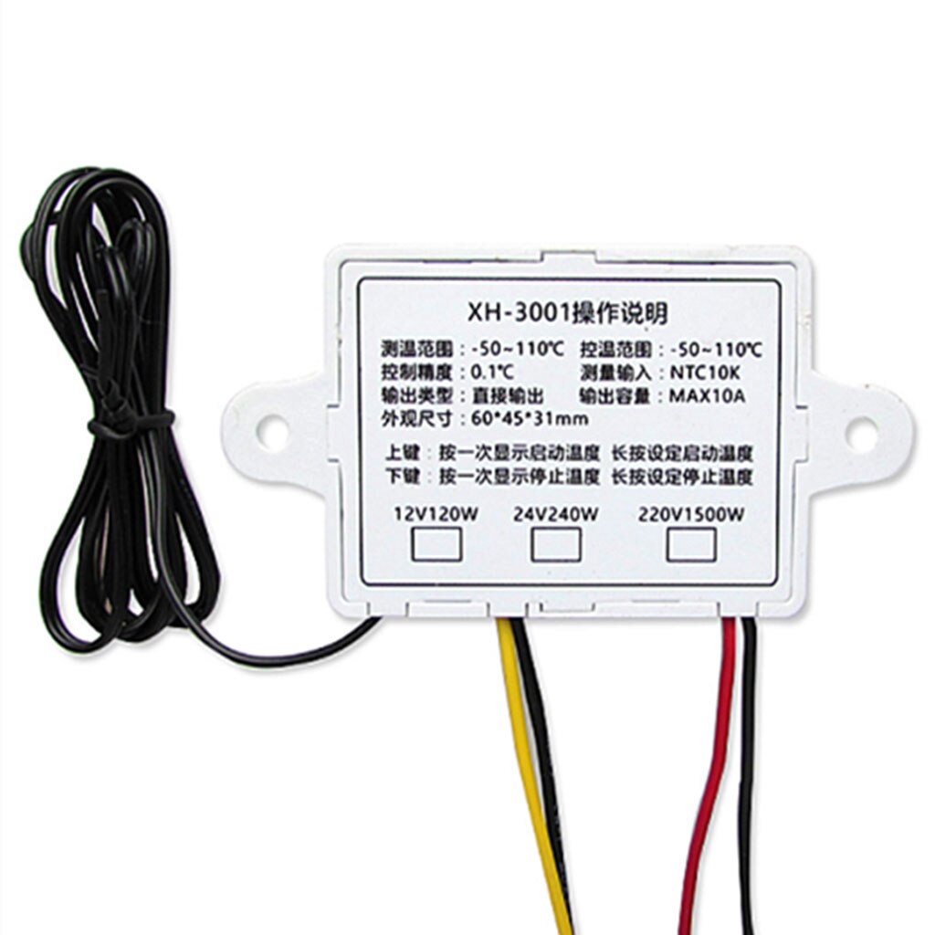 Dc12v/24 v digital termostato controlador de temperatura medidor regulador w3001