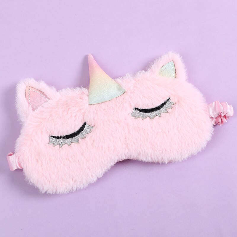 Cartoon Kids Unicorn Cute Student Girls Sleep Rest Eye Mask Portable Shade Cover Travel Relax Blindfolds Eyepatch: Pink eyelash