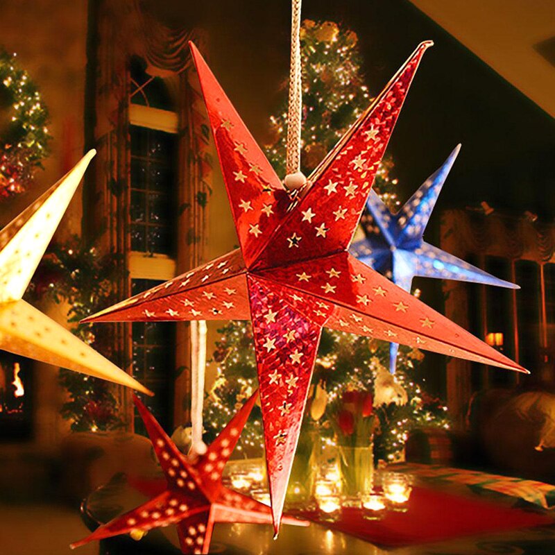 Plastic Christmas Tree Top Star Five-Pointed Star Pendant Christmas Tree Toppers For Christmas Party Decoration