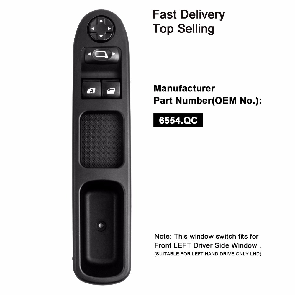 Yaopei Oem 6554.QC 6554QC Linksvoor Drive Side Elektrische Master Schakelaar Ruitbediening Voor Peugeot 207 Citroen C3 Picasso 07-14