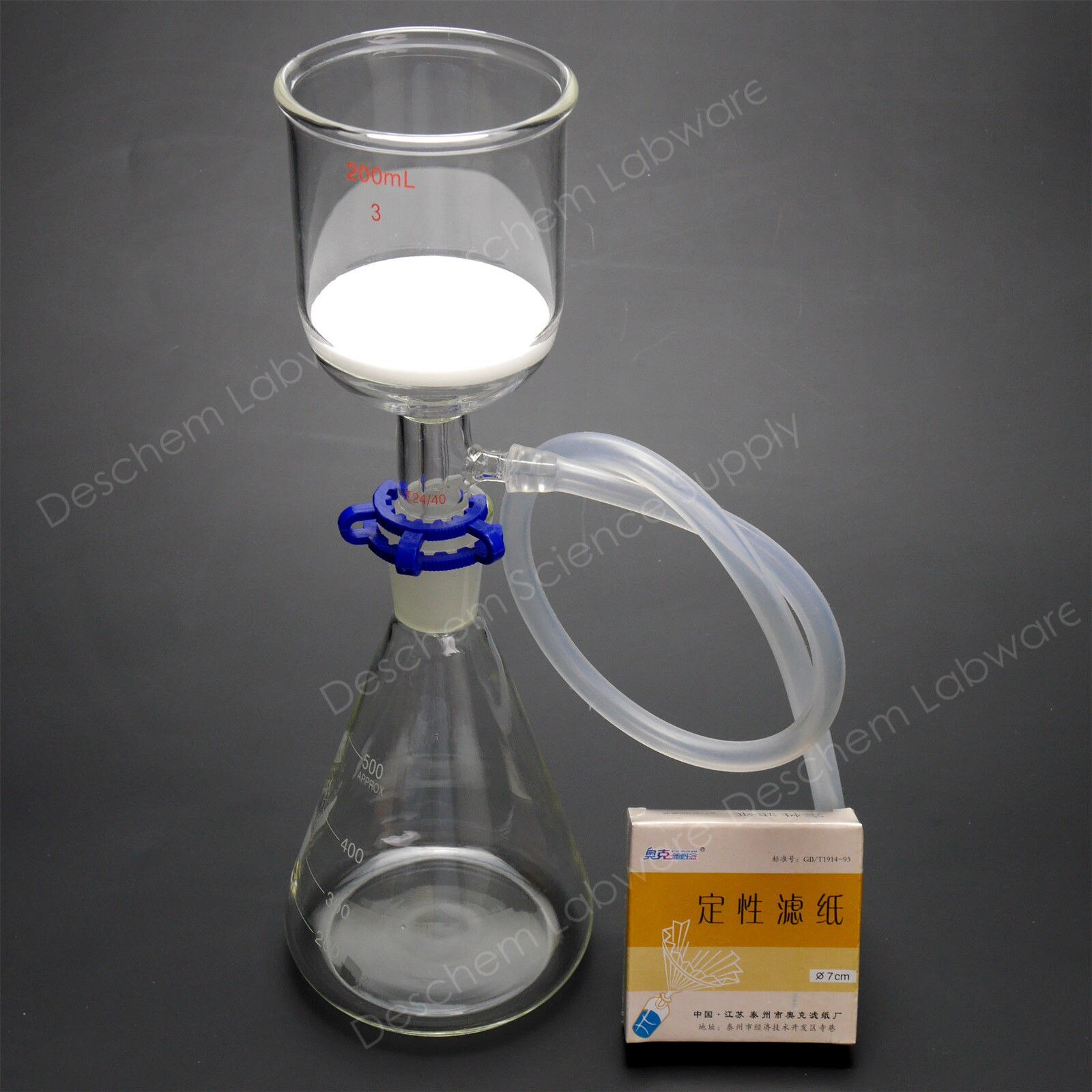 500 ml, 24/40, unité de Filtration par aspiration de laboratoire, entonnoir Buchner 200 ml, avec papier filtre
