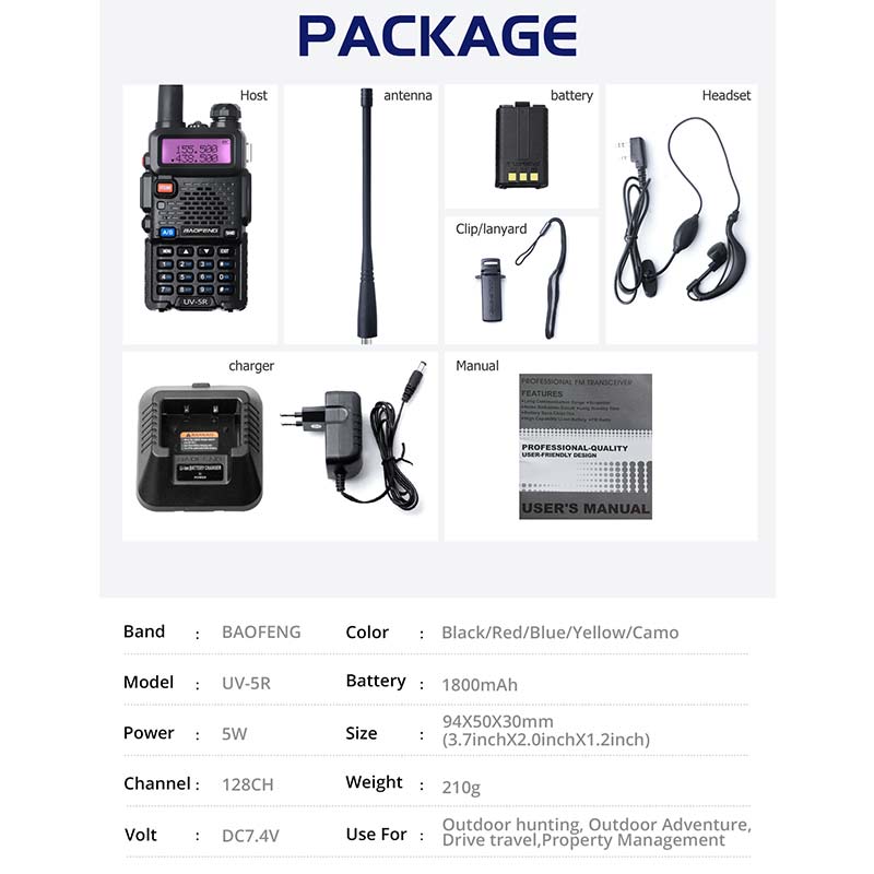 2Sets Uv 5R Walkie Talkie Radio Station Comunicador UV-5R Ham Transceiver Dual-Band Intercom Handheld Walkie Talkie UV5R