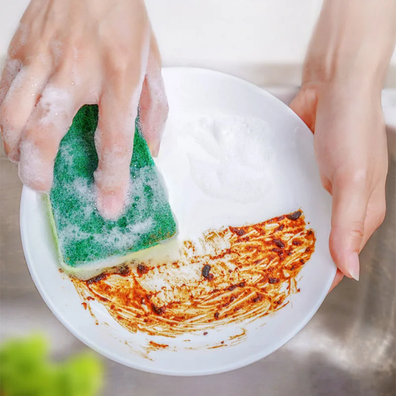 2/5pc Wood Pulp Dishwashing Sponge Double-Side Pot Dish Cleaning Sponge Absorbing Scouring Pad Household Cleaning Tools