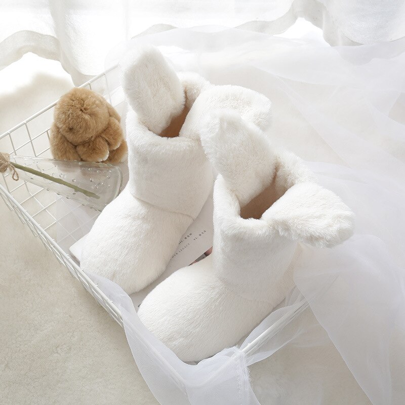 Millffy – bottes chaudes antidérapantes en velours et oreilles de lapin pour femme, chaussures d'intérieur en coton