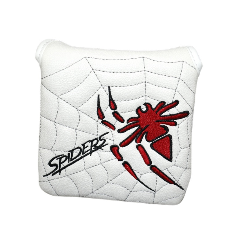 Mallet-huvudskydd spider-style 13cm golfputterskydd huvudskydd magnetstängande pu-skydd golftillbehör: Vit