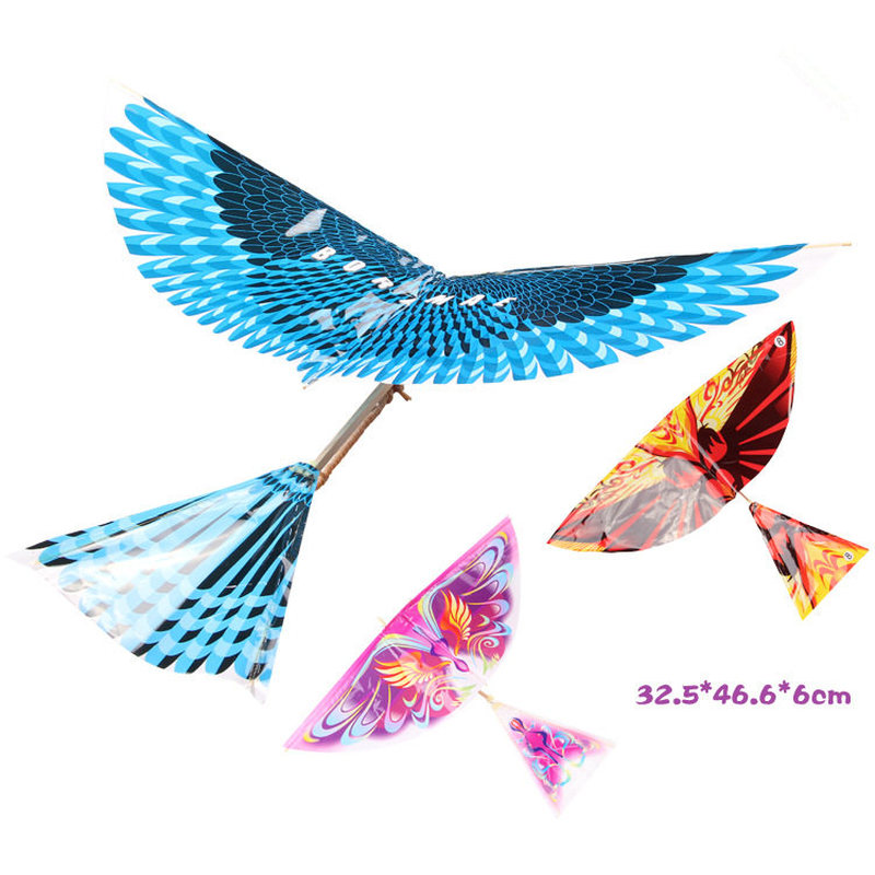Elástico banda de goma alimentada de vuelo de cometa aves divertido los niños adultos interactivo juguete para diversión al aire libre y Deportes de vuelo de cometas de pájaros