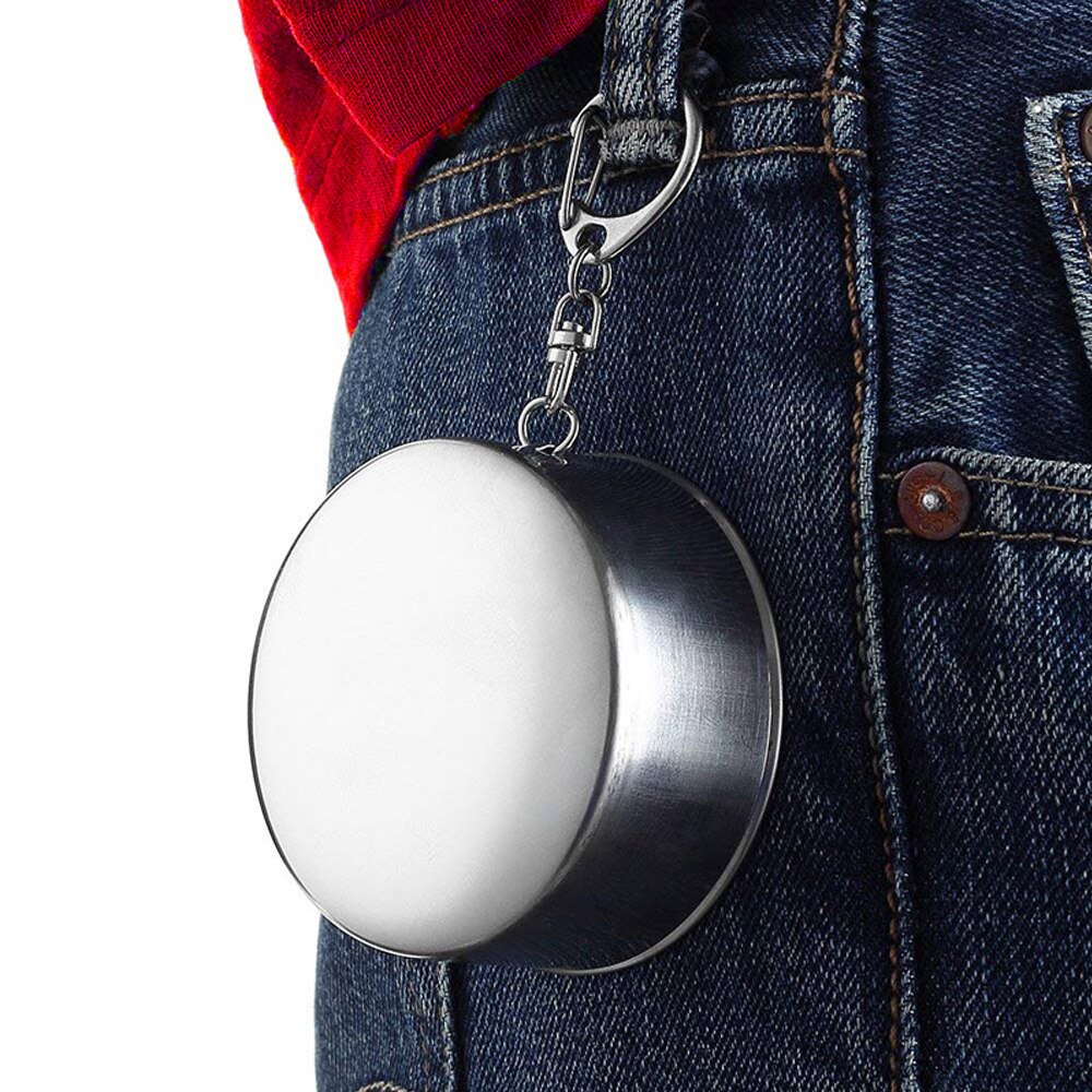 50Ml/65Ml/75Ml Rvs Folding Cup Draagbare Outdoor Reizen Camping Telescopische Cup Met Sleutelhanger water Koffie Handcup