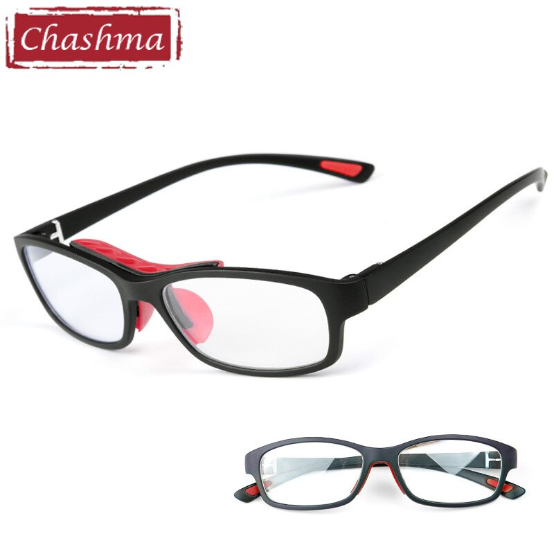 Sport Style Trend Eyeglasses Frames Men TR90 Flexible Light Football Myopia Glasses with Rope Optical Basketball Spectacles: Black Red