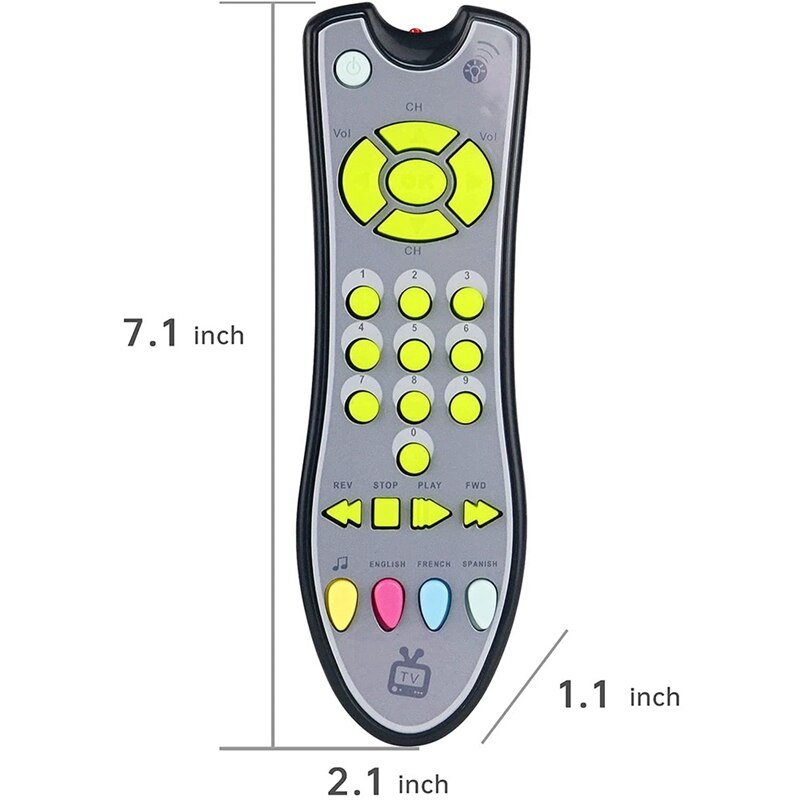 Baby Realistic TV Remote Control Toy With Light And Sound With English, French And Spanish Toy For Girls Boys