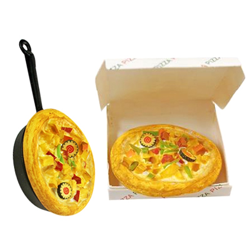 1/12 puppenhaus Miniatur Zubehör Mini Harz Pizza mit Kasten Simulation Lebensmittel Modell Spielzeug für Puppe Haus Dekoration