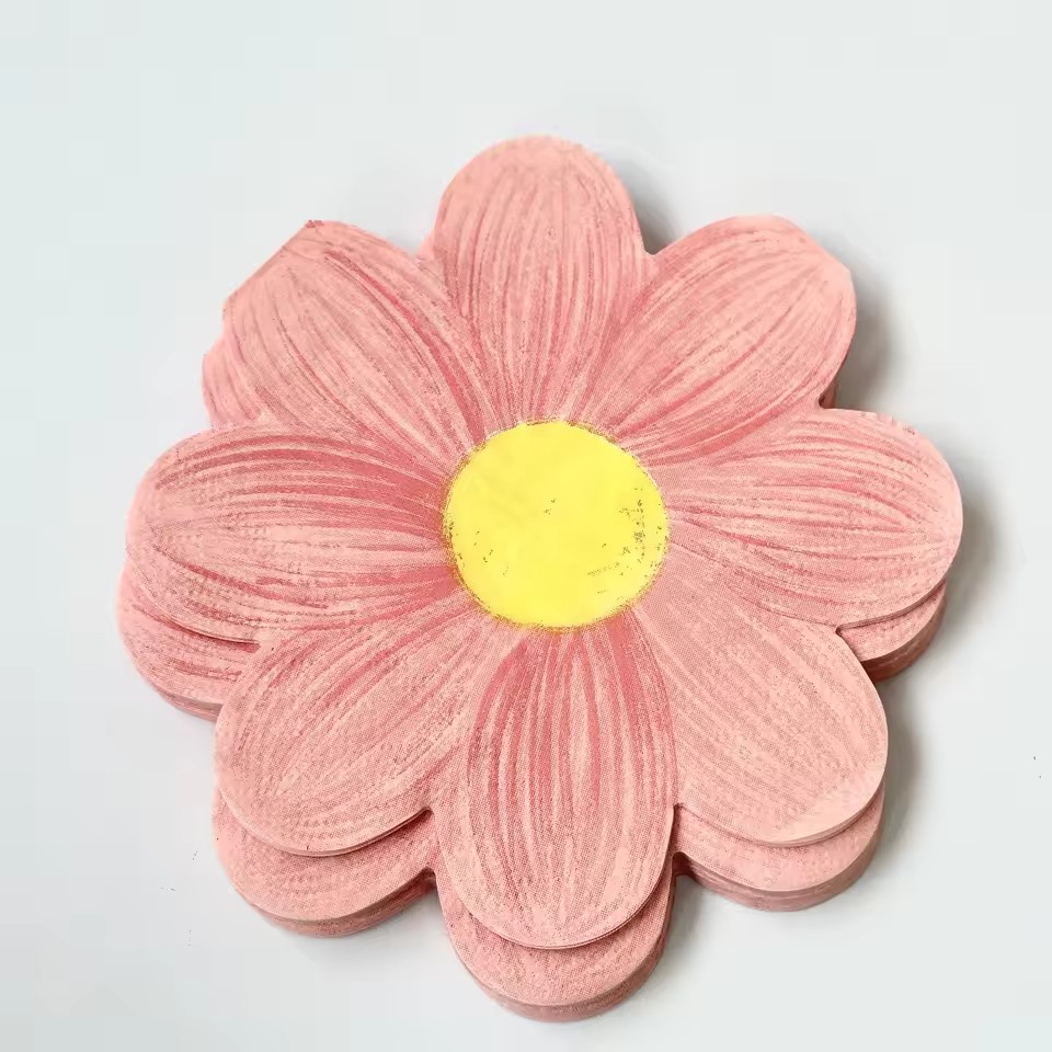 Disposable Daisy Paper Plate Flower Meal Plate Picnic Cake Plates Birthday Theme Party Decoration: DARK GRAY