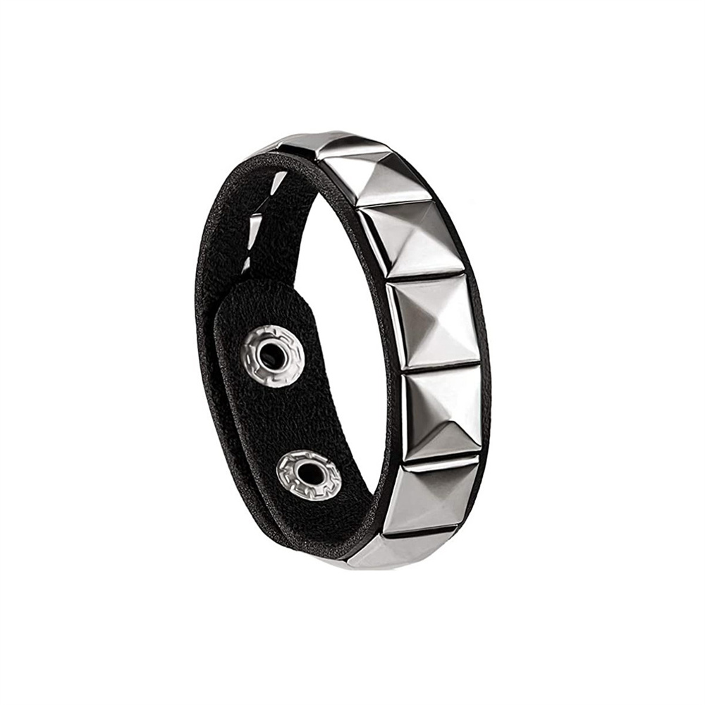 Punk Rock Studded Bracelet Set Spiked Leather Cuff Bracelet for Men Women 80s Wristband Emo Bracelet Adjustable