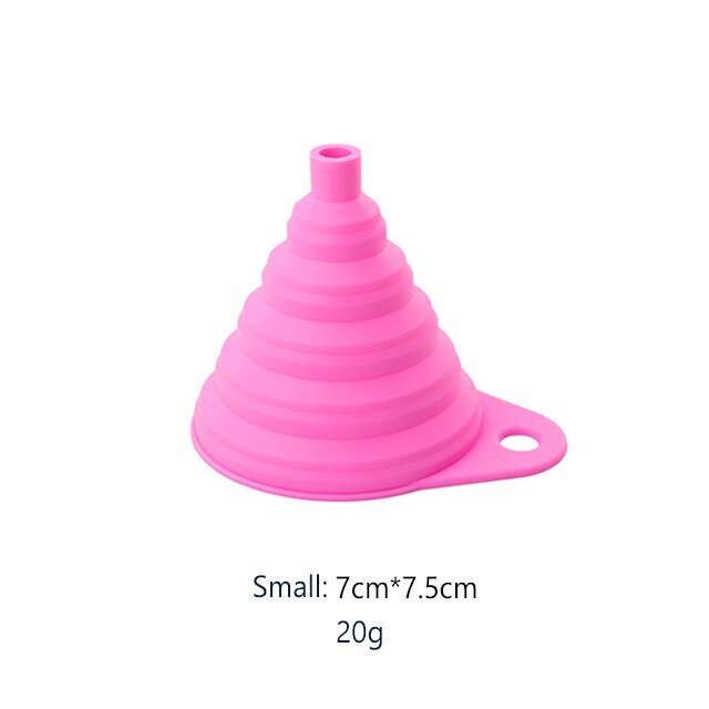 Foldable Funnel Silicone Collapsible Funnels Portable Folding Funnel Household Liquid Dispensing Kitchen Tools Food Grade Funnel: Pink-Small 20g