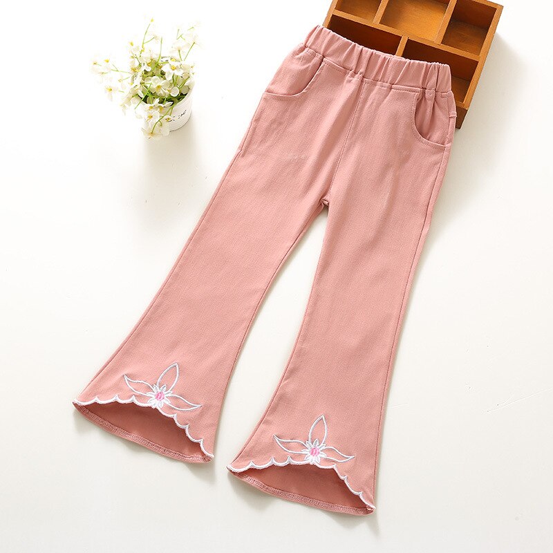 Boot Cut Pants For Toddler Girls Toddler Babys Girls Bell Bottom Wide Leg Stretch Solid Long Trousers Children's Printing Pants: 1394-3 / 4T