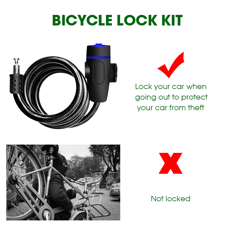 Cykellås kæde wire lås tyverisikring kædelås til cykel cykling låse stålkabel elektrisk cykel udstyr sikkerhedslås
