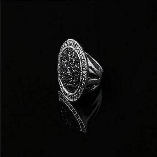 SHUANGR Mode Zwart Gebroken Steen Accessoires Ringen Voor Vrouwen Bohemen Zilver Kleur Sieraden Rvs Engagement Ring