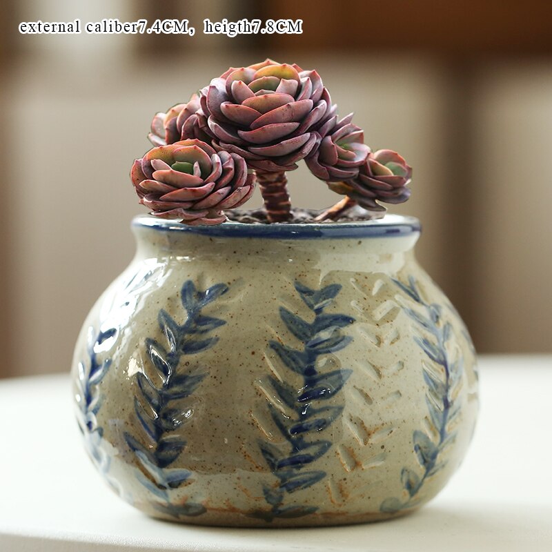 Flower Pots Blue-and-White Porcelain Succulent Cactus Pots Plant Garden Ceramic Planter Pots Outdoor Garden Home
