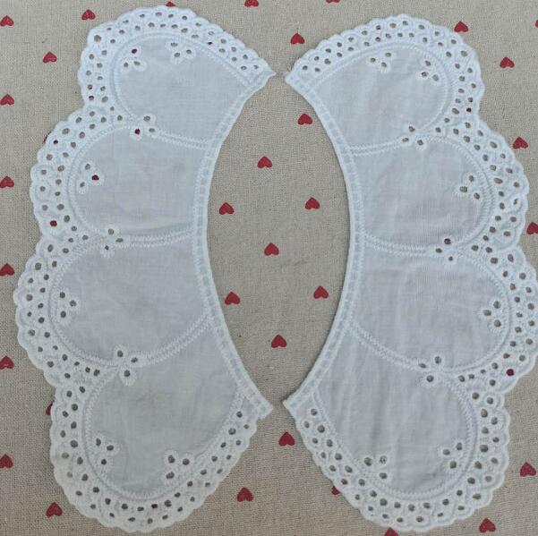Tela de encaje bordado de algodón blanco de lujo, apliques DIY, cinta para cuello, cuello, costura artesanal, guipur, decoración de vestido de boda: white 3